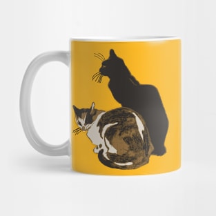 Calico Cat And Black Cat Cut Out Mug